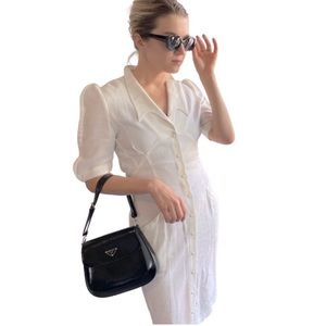 Vintage Thierry Mugler White Linen Shirt Dress – Rare Collector Piece – EU 40